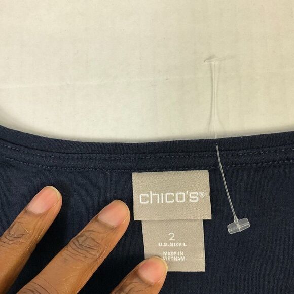 Chicos Womens Swing T-Shirt Blue Short Sleeve Tee Scoop Neck Top Size 2 L Large - Picture 4 of 11